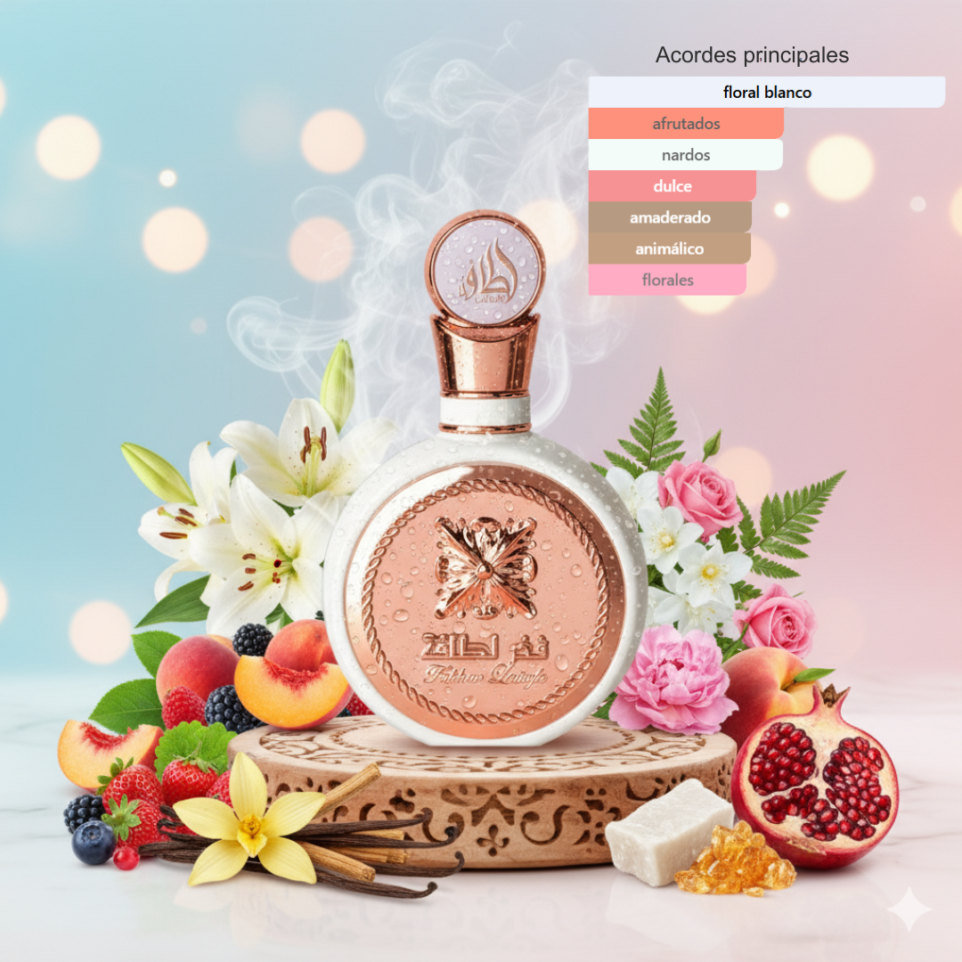 Fragancia floral femenina con frutas nardos jazmin y rosa