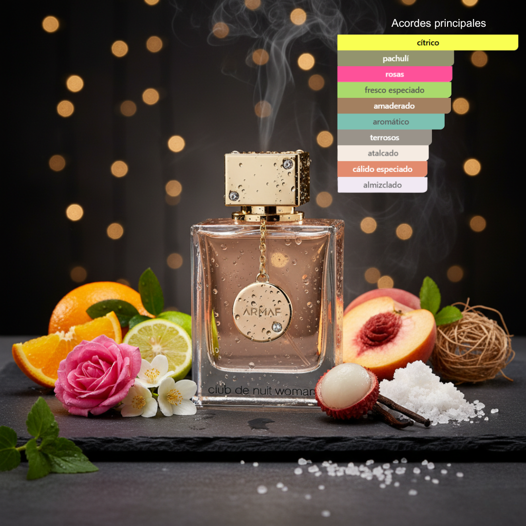 Fragancia floral frutal femenina con naranja rosa y vainilla